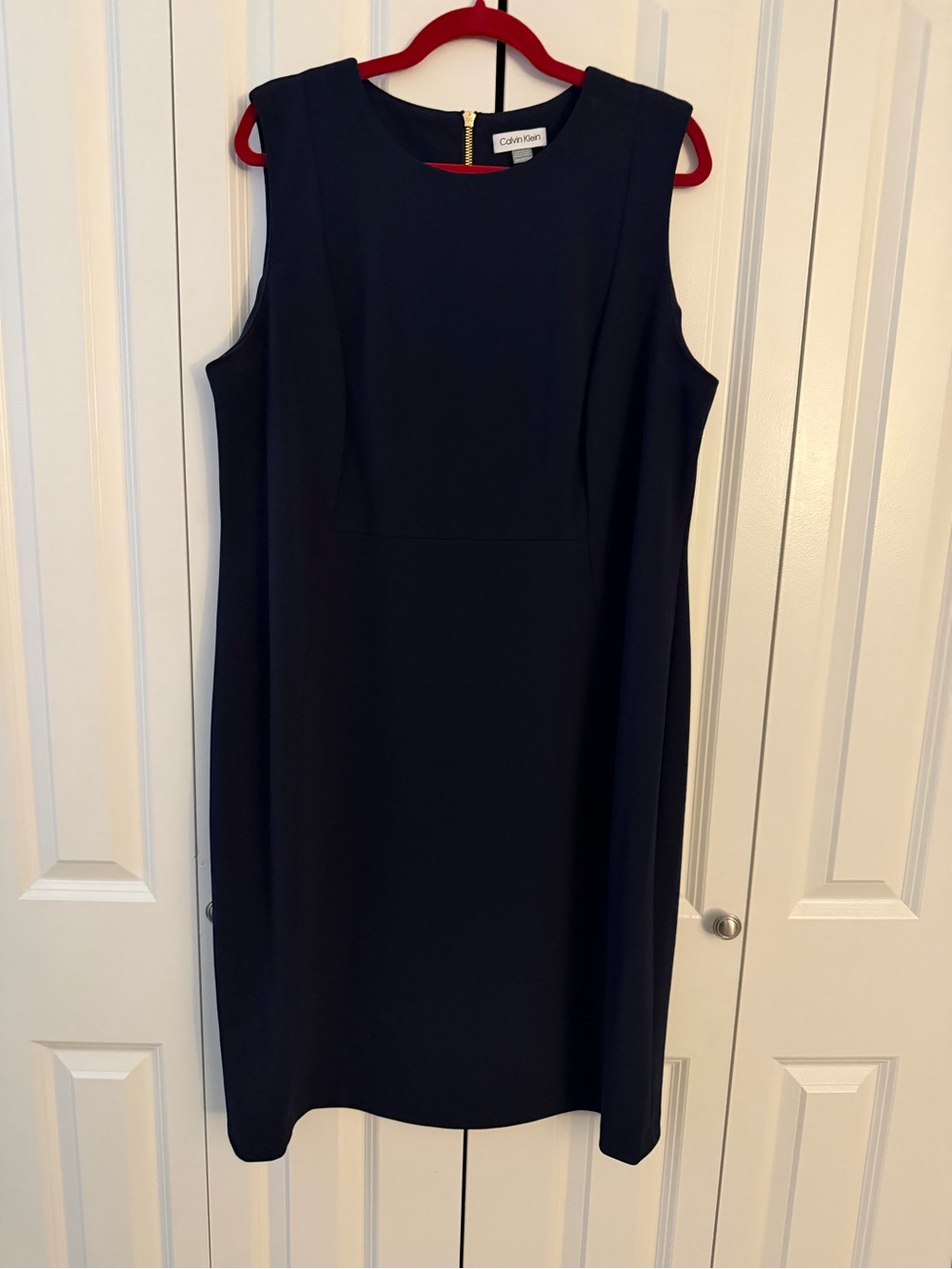 Calvin Klein Navy Sleeveless Midi Sheath Dress